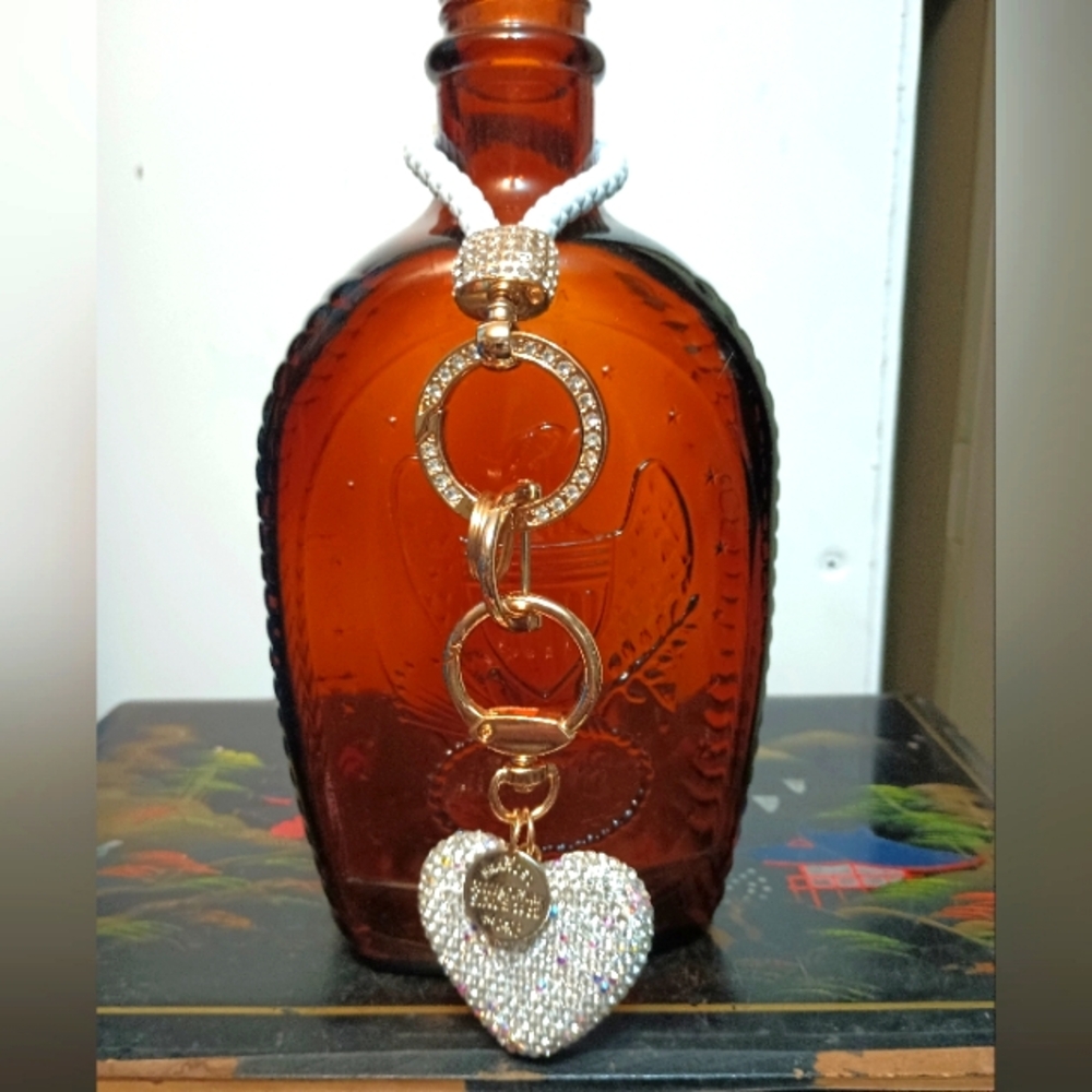 Gold and Silver Heart Keychain BRANDED LABEL NWOT